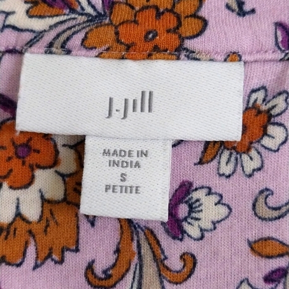 🔵BOGO FREE🔵 J. Jill Soft Pink Floral Button Down Top Sz SP - Picture 5 of 5